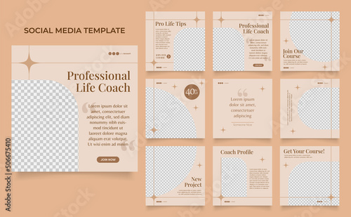 social media template banner blog personal coach promotion. fully editable instagram and facebook post sale poster. trainer course vector background