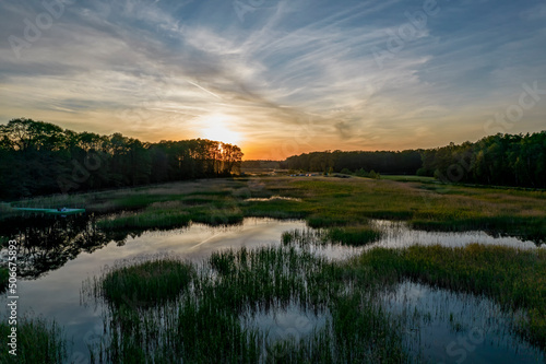 Fototapeta Naklejka Na Ścianę i Meble -  Sunset on the lake.