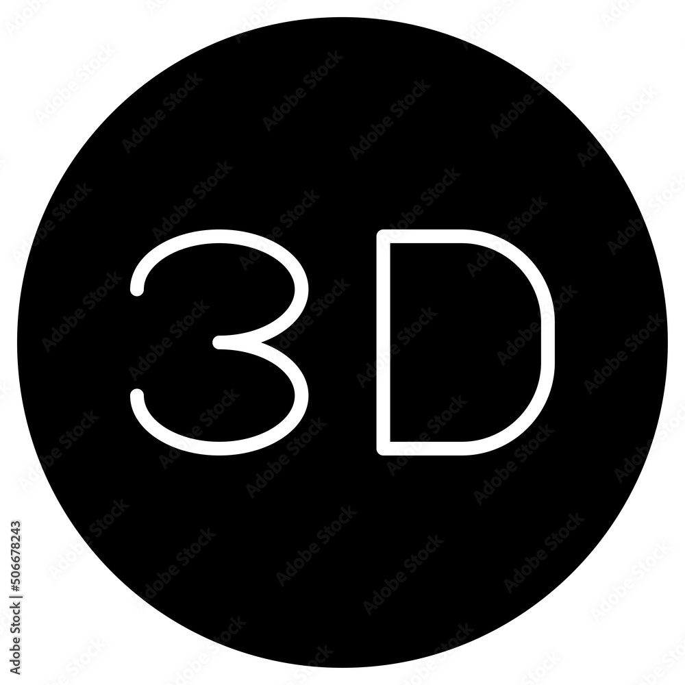 3D simple icon vector. Flat design. White icon on black circle. White background.ai 3D simple icon vector. Flat design. White icon on black circle. White background.ai