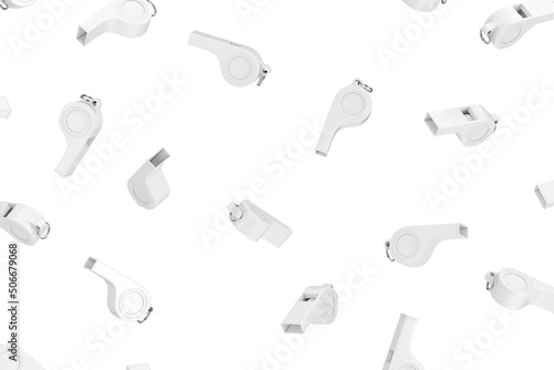 Many White Whistles in Clay Style. 3d Rendering photo