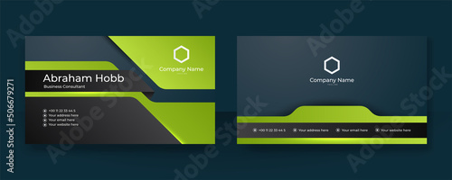 Modern black and green business card