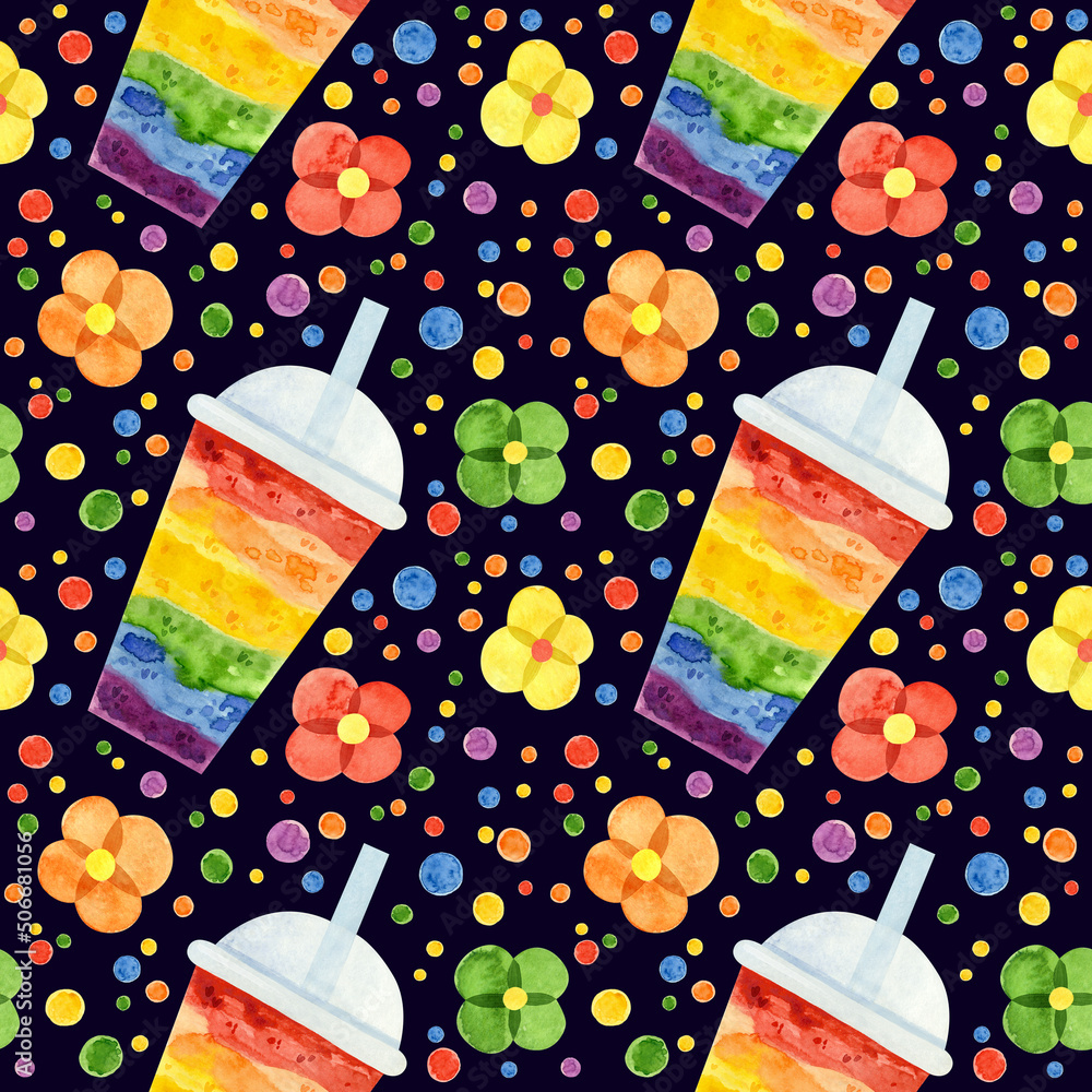 LGBT pride month seamless pattern. LGBTQ art, rainbow watercolor ...