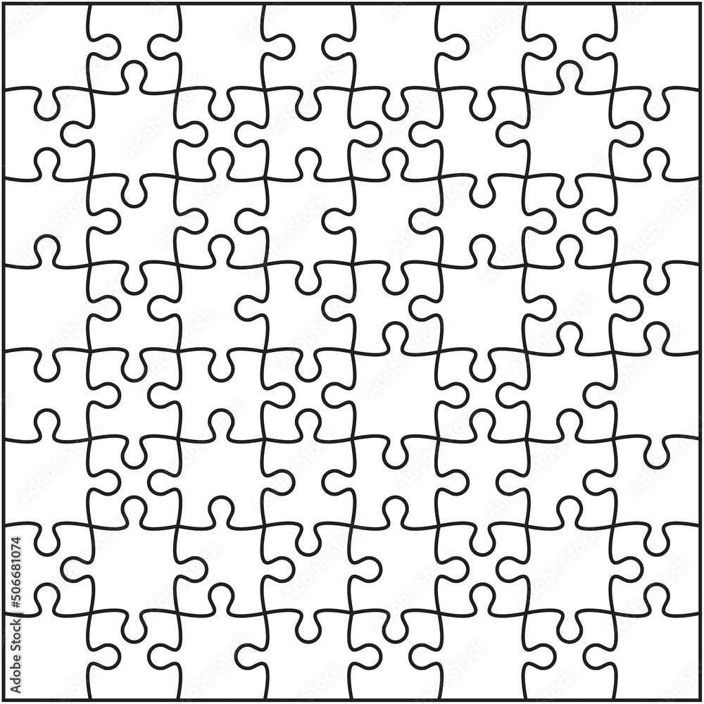 8x8 Jigsaw puzzle vector blank template background. 64 pieces and every  piece is single shape. Stock Vector | Adobe Stock