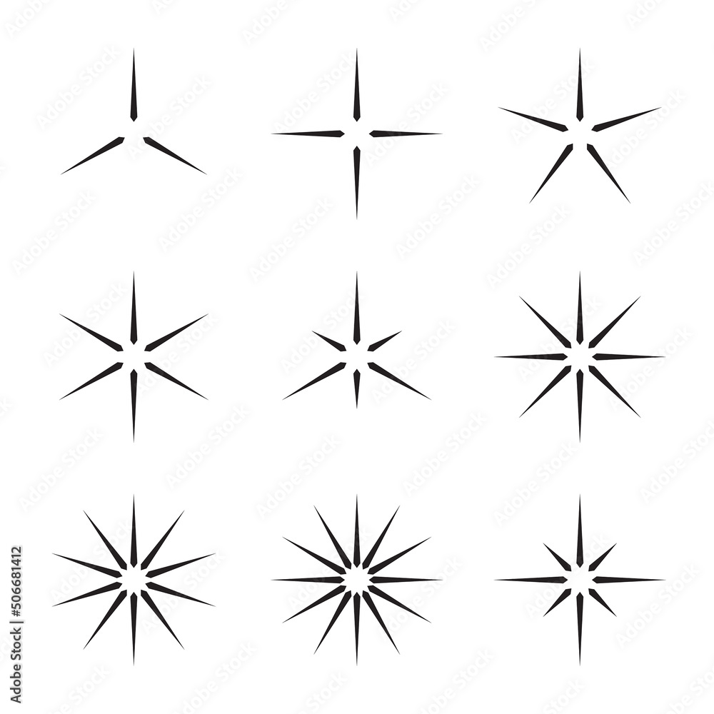 Set of vector stars sparkle icon. Bright firework, twinkle, shiny flash. Sparkles symbols vector. Glowing light effect star collection. Set of vector stars sparkle icon. Bright firework, twinkle, shiny flash. Sparkles symbols vector. Glowing light effect star collection.