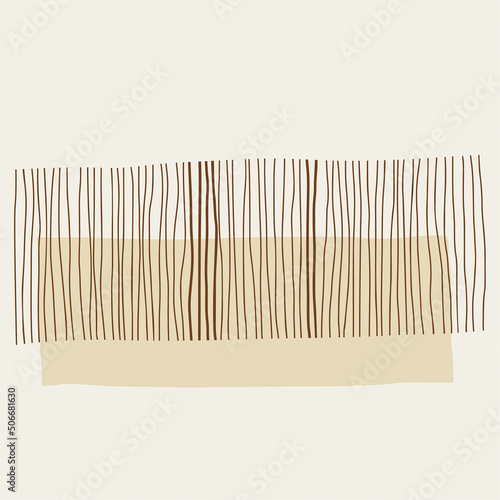Art work with rectangular shapes and line pattern in the Nordic style of the mid-century. Vector illustration in minimal style for cover, catalog, picture.