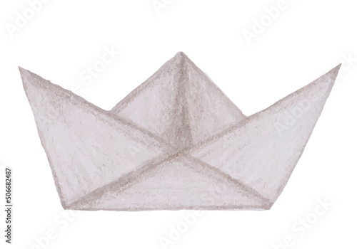 hand drawn paper boat on white background