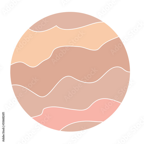 Round Circle Highlights Minimalist Boho Doodle Simple Silhouette Template. Round Decoration Icon. Handmade Round Shape Contour Beige Natural Tones