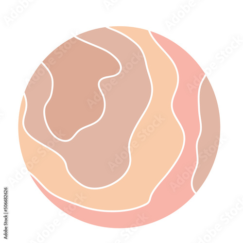 Round Circle Highlights Minimalist Boho Doodle Simple Silhouette Template. Round Decoration Icon. Handmade Round Shape Contour Beige Natural Tones