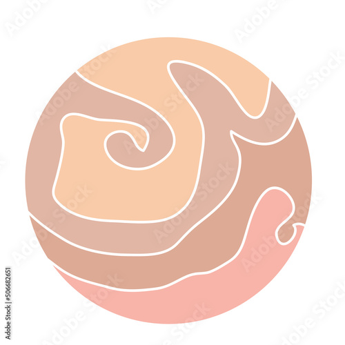 Round Circle Highlights Minimalist Boho Doodle Simple Silhouette Template. Round Decoration Icon. Handmade Round Shape Contour Beige Natural Tones