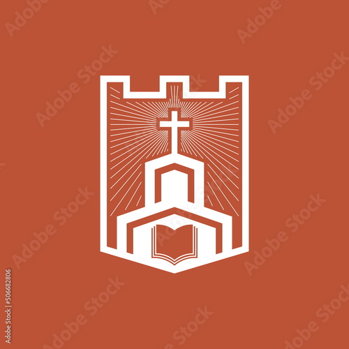 Christian illustration. Christian church, defense of the faith.