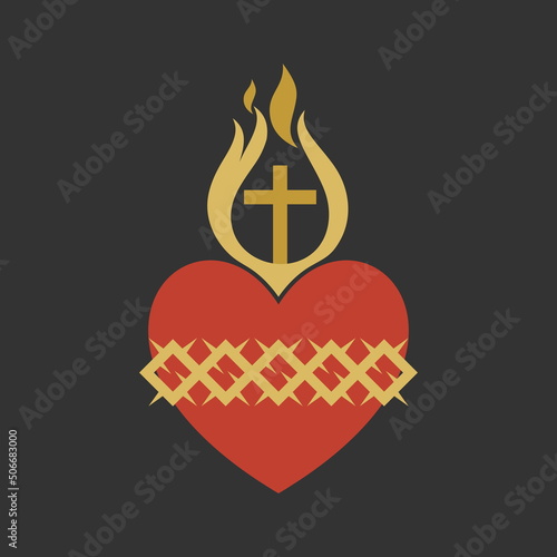 Christian illustration. Sacred Heart of Jesus.