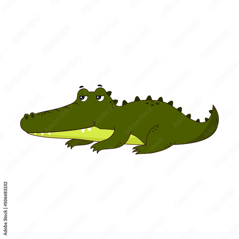 Obraz premium Crocodile cartoon character. Crocodile icon isolated on white background. Vector illustration for design and print