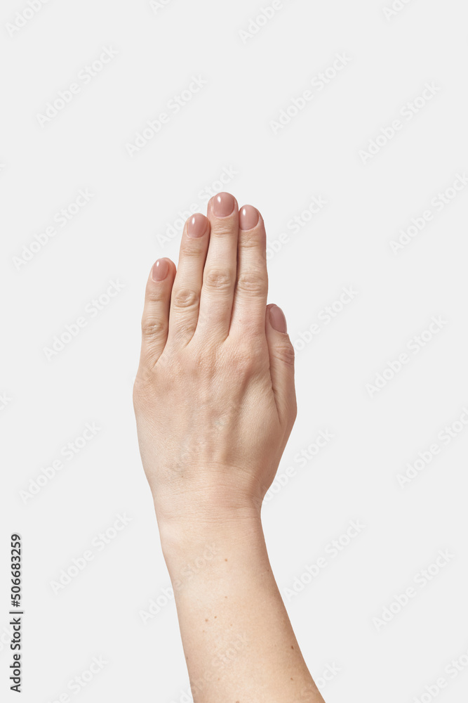 Hands pray gesture isolated on white Hands pray gesture isolated on white