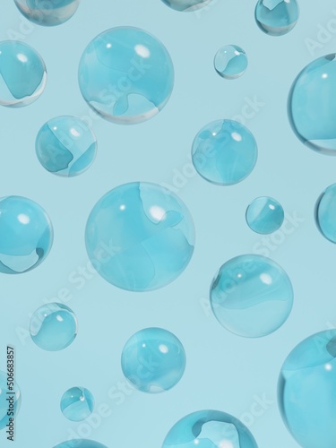 3D Rendering Studio Shot Light Blue Water Drops Background for Beauty  Skin Care  food and Beverage Advertising Product Display. 