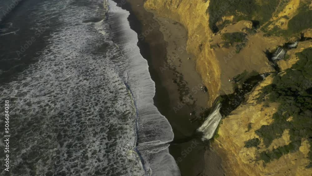 Drone Shot of Alamere Falls in Point Reyes California. Beautiful 4K Drone footage of Coastal Cliff Waterfall into the Pacific Ocean. One of 9 in this series. Drone Shot of Alamere Falls in Point Reyes California. Beautiful 4K Drone footage of Coastal Cliff Waterfall into the Pacific Ocean. One of 9 in this series.