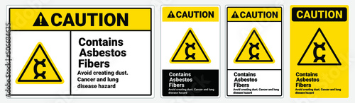 Safety sign Contains asbestos Fiber warning sign. caution sign. symbol illustration. Osha and ANSI standard © Mouby Studio
