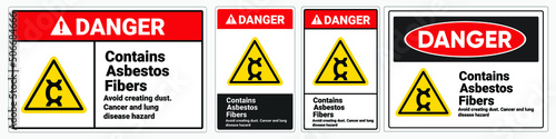 Safety sign Contains asbestos Fiber warning sign. Danger sign. symbol illustration. Osha and ANSI standard © Mouby Studio