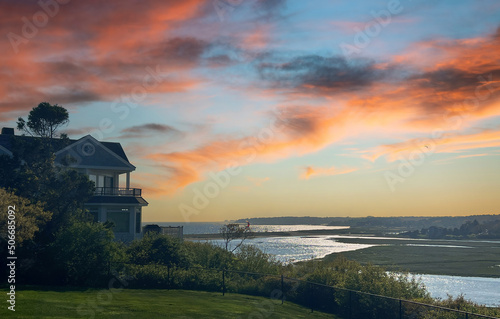 Cape Cod House at Sunset in Chatham, Massachusetts photo