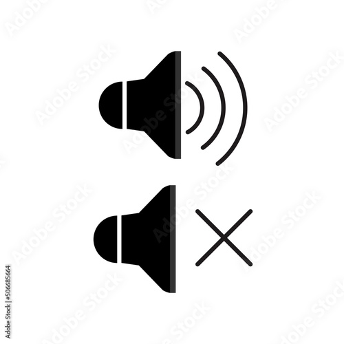 sound on and sound mute icon. on white background