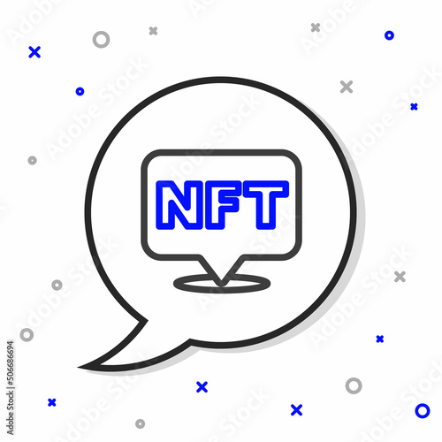 Line NFT Digital crypto art icon isolated on white background. Non fungible token. Colorful outline concept. Vector