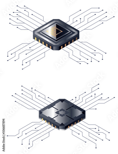 Micro processor. Motherboard digital chip. Artificial intelligence web banner. Central computer processors CPU concept. Digital chip futuristic microchip processor