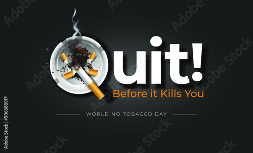 World No Tobacco Day or quit stop forbidden prohibit cigarette Smoking background poster banner background.