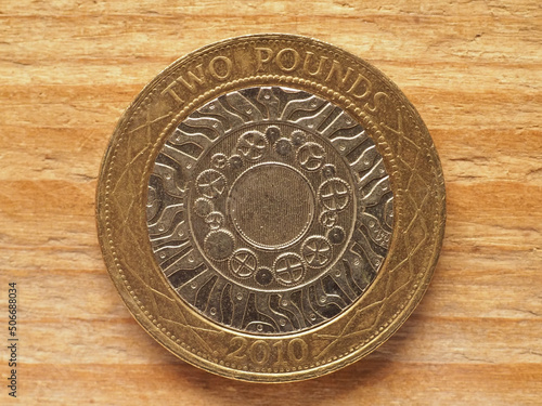 2 Pounds coin, reverse side, currency of the UK