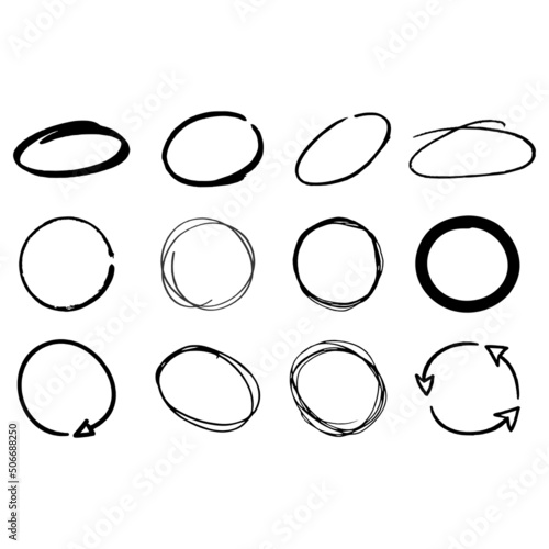 Hand drawn circle set.
