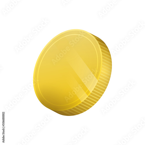 3D Golden Coin Isolated on White Background. Vector illustration