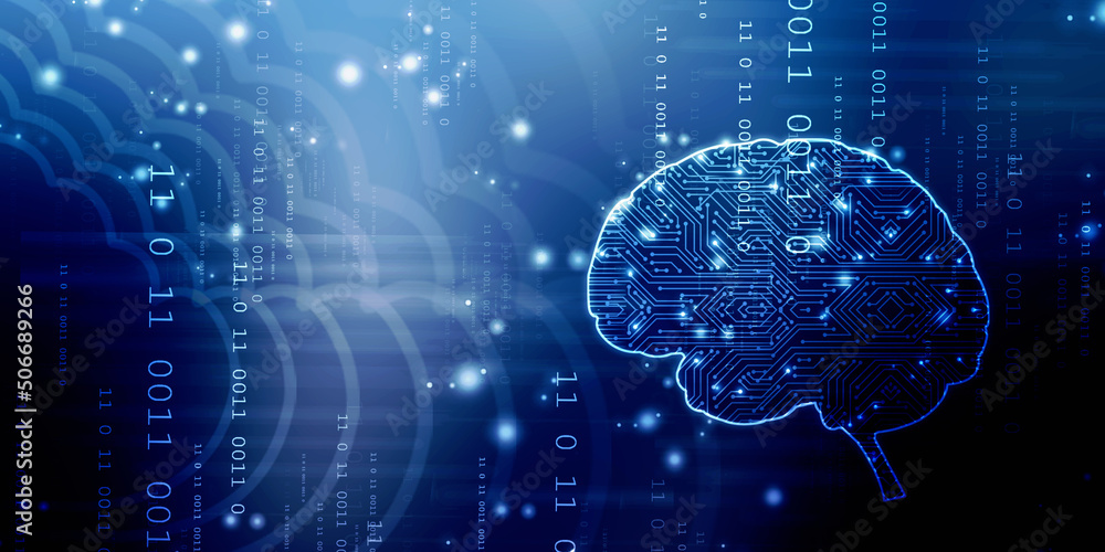 2d illustration Concept of thinking, background with brain, Abstract Artificial intelligence. Technology web background 2d illustration Concept of thinking, background with brain, Abstract Artificial intelligence. Technology web background