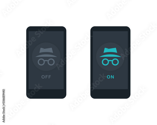 Incognito mode on mobile phone. Vector illustration