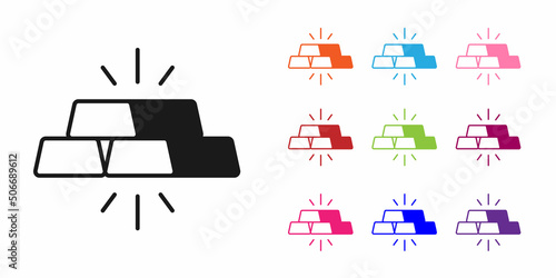 Black Gold bars icon isolated on white background. Banking business concept. Set icons colorful. Vector