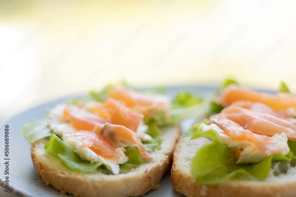 sandwich with red fish and salad sandwich with red fish and salad