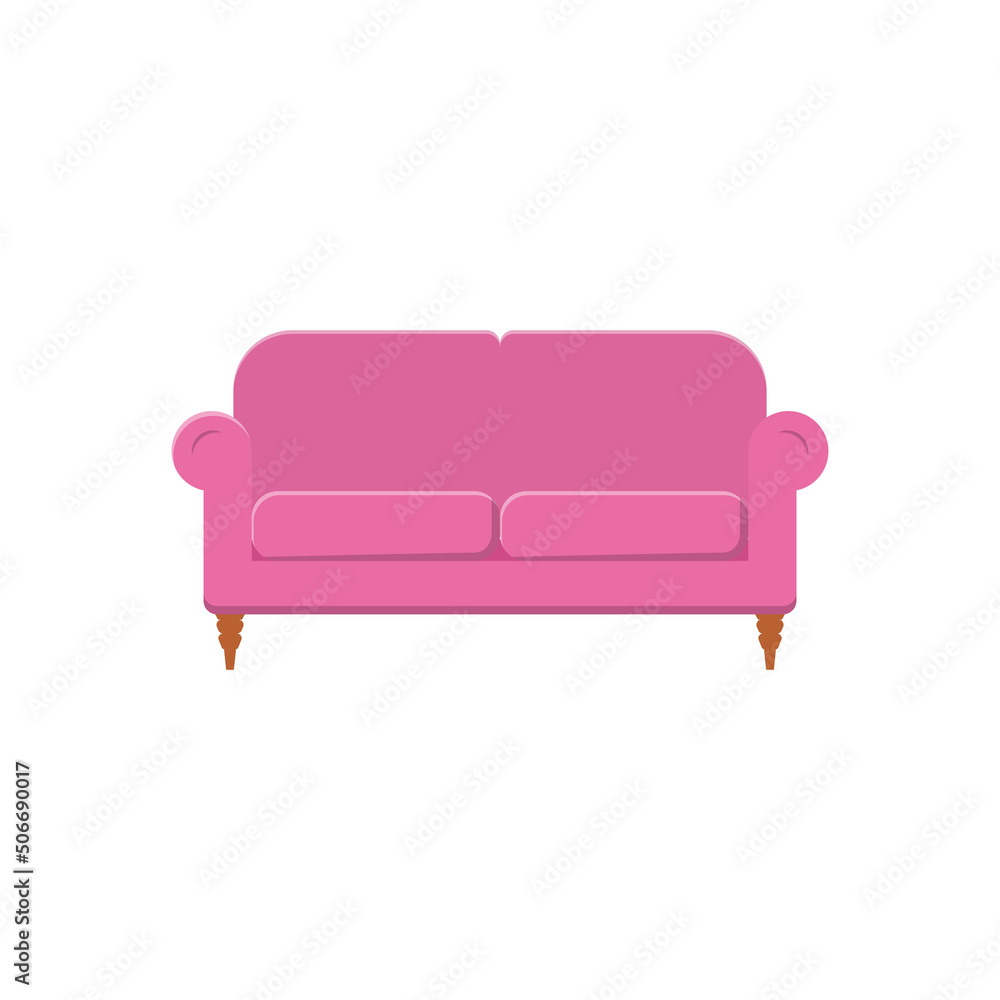 Sofa Flat Illustration. Clean Icon Design Element on Isolated White Background Sofa Flat Illustration. Clean Icon Design Element on Isolated White Background