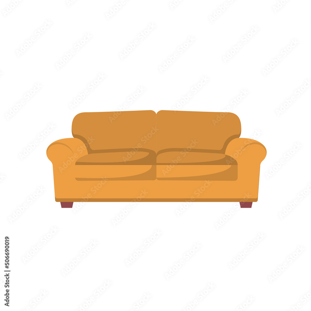 Sofa Flat Illustration. Clean Icon Design Element on Isolated White Background Sofa Flat Illustration. Clean Icon Design Element on Isolated White Background