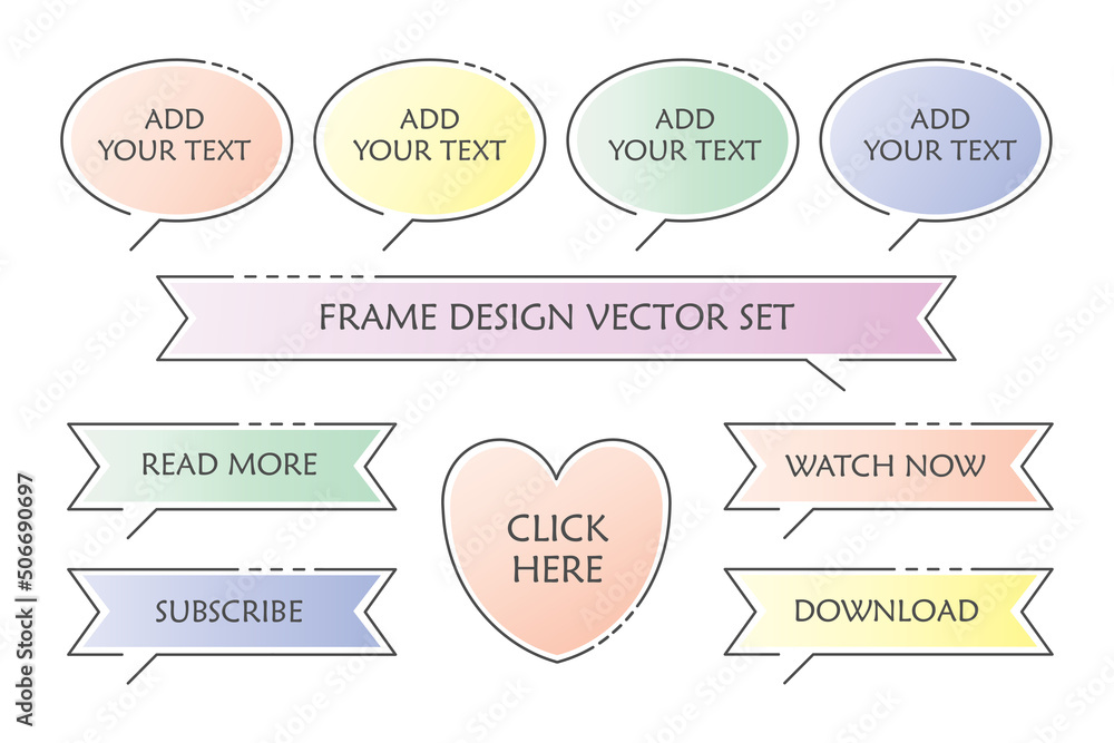 Isolated speech bubble cloud icons, outline vector frame set Isolated speech bubble cloud icons, outline vector frame set