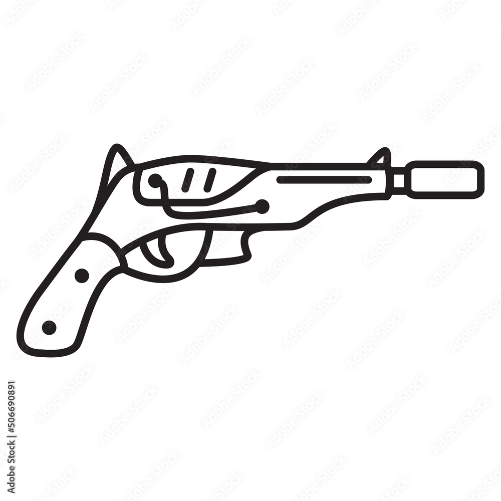 laser gun.Laser pistol.Toy weapons.Cartoon gun .Outline vector