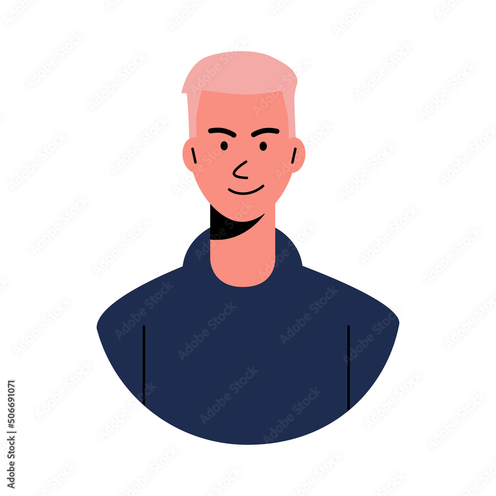 Vector illustration with the avatar of a young blond guy with a dark sweater Vector illustration with the avatar of a young blond guy with a dark sweater