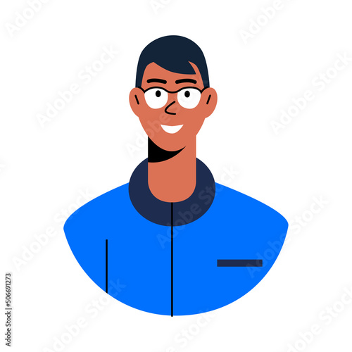 vector illustration with an avatar of a cute guy with glasses