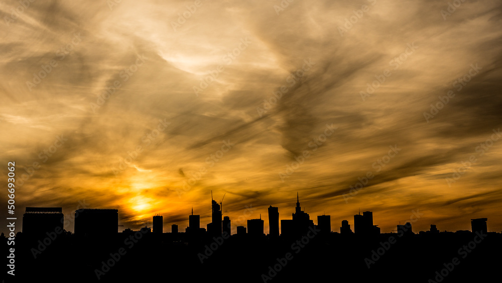 beautiful sky over the city of Warsaw