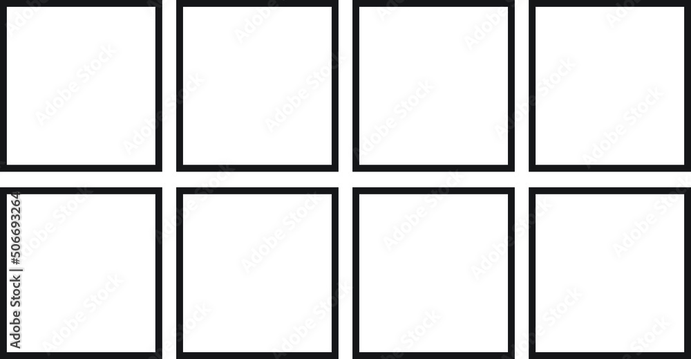 Set of empty frame, collection of outline border design isolated on white background. Black Photo fame Set of empty frame, collection of outline border design isolated on white background. Black Photo fame