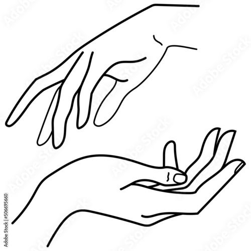 Vector line set of human arms gestures. Vector illustration