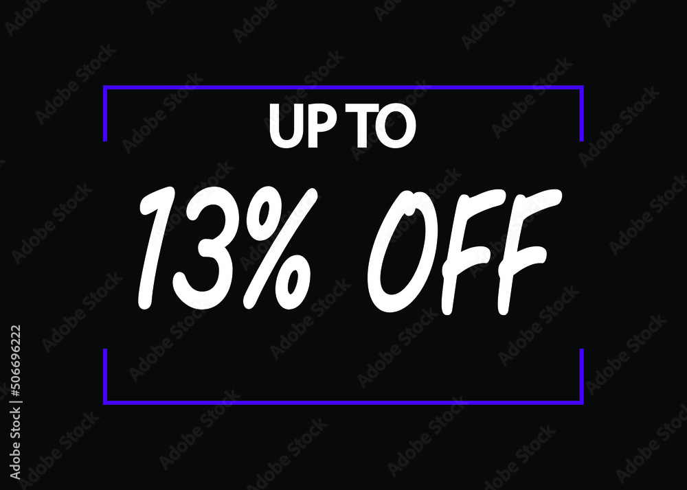 Fototapeta premium 13% off banner. Discount icon for products on black background.