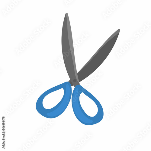 Open scissor on white background. Hand drawn vector illustration