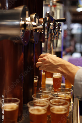barman trabajando sirviendo cervezas