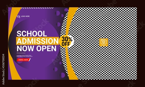 Editable kids School education admission ,you tube thumbnail, You tube video thumbnail template and web banner design for social media	
