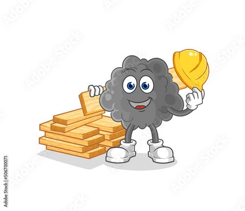 black cloud builder vector. cartoon character