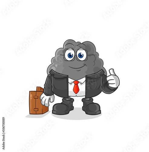black cloud office worker mascot. cartoon vector