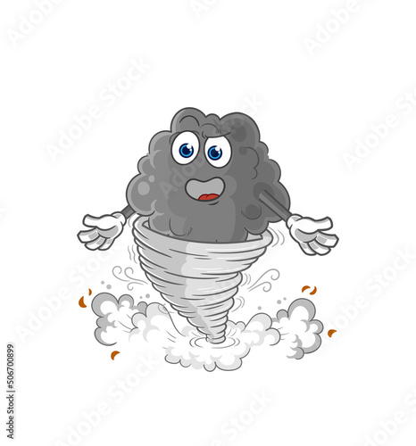black cloud in the tornado cartoon character vector