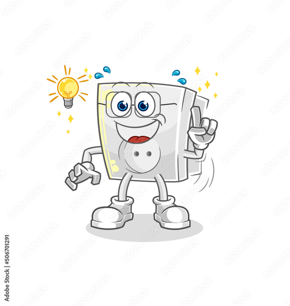 electric socket got an idea cartoon. mascot vector electric socket got an idea cartoon. mascot vector